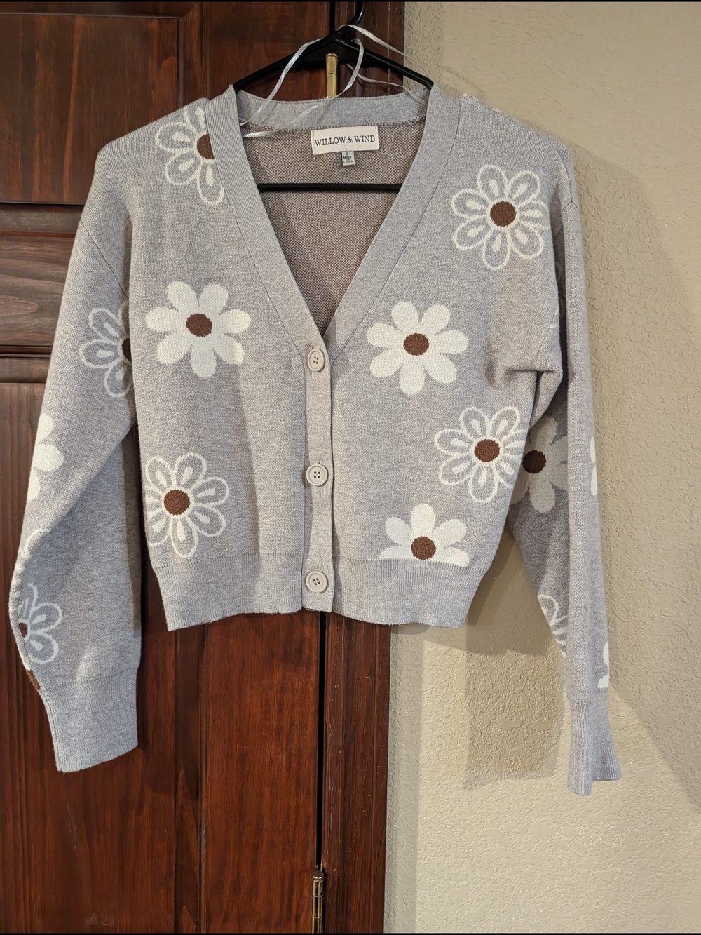 Willow & Wind Light Gray Daisy Button-Up Cardigan